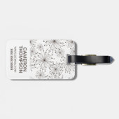 Aangepaste florale foto- en monogram retro-achterg bagagelabel (Achterkant horizontaal)