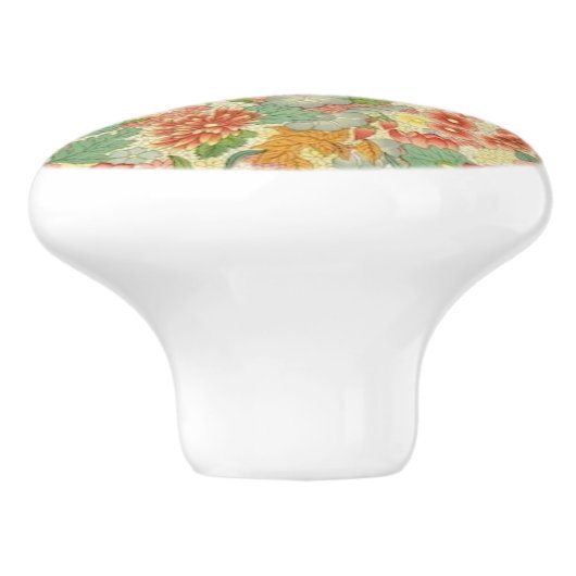 Aangepaste florale keramische deurknop keramische knop (Zijkant)