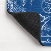 Aangepaste florale naadloze patroon wit - blauw muismat (Hoek)
