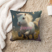 Aangepaste florale Unicorns, vliegend klein pony Kussen (Deken)