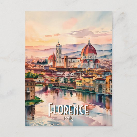 Aangepaste Florence Duomo Kathedraal Waterverf Sky Briefkaart (Voorkant)