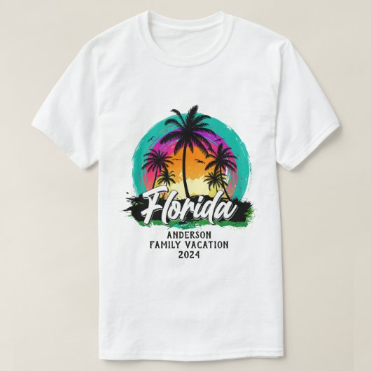 Aangepaste Florida Family Vacation Group Matching T-shirt (Design voorkant)