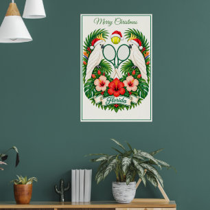 Aangepaste Florida Prettig Kerstmis Tennisclub Poster