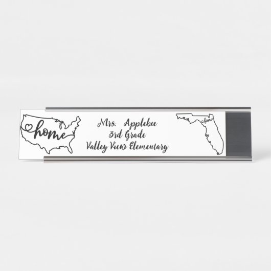 Aangepaste Florida State US Home Line Art Bureau Naambordje (Voorkant)