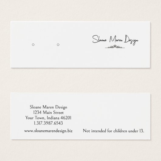 Aangepaste Flourish Mini Post Oorbel Display Kaart (Voorkant /achterkant)