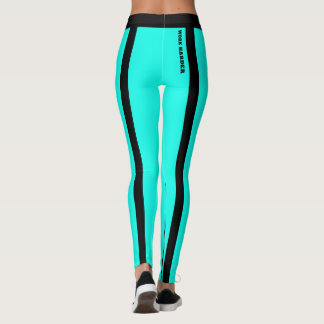 Aangepaste Fluorescerende Blauwe en Zwarte Strepen Leggings