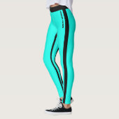 Aangepaste Fluorescerende Blauwe en Zwarte Strepen Leggings (Links)