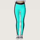 Aangepaste Fluorescerende Blauwe en Zwarte Strepen Leggings (Voorkant)
