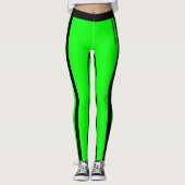 Aangepaste Fluorescerende Groene & Zwarte Strepen Leggings (Voorkant)