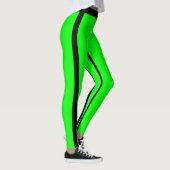 Aangepaste Fluorescerende Groene & Zwarte Strepen Leggings (Rechts)
