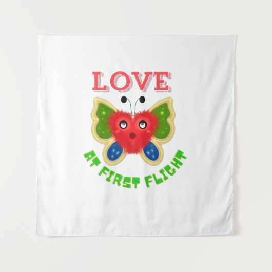 Aangepaste Fluwelen Hart Vlinder Cadeau Wandkleed (Voorkant)