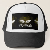 Aangepaste Fly High tekst afbeelding wit en zwart Trucker Pet (Voorkant)