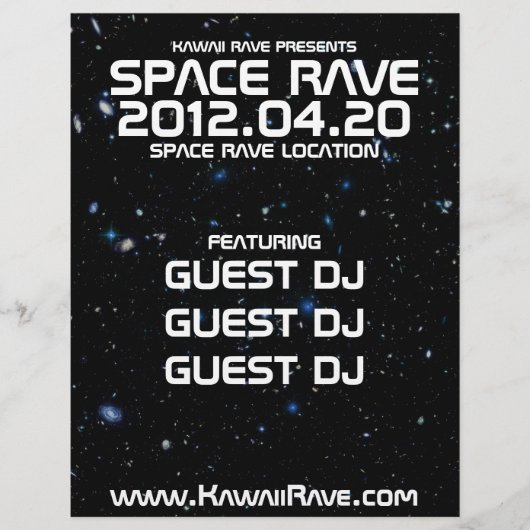 Aangepaste flyer voor ruimte rave (Voorkant)