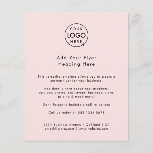 Aangepaste Flyer | Vrouwelijk Zakelijk Logo Roze F (Voorkant)