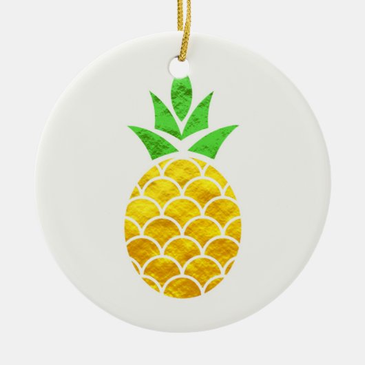 Aangepaste Folie Gold Geometric Pineappel. Keramisch Ornament (Voorkant)