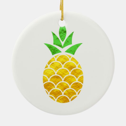Aangepaste Folie Gold Geometric Pineappel. Keramisch Ornament (Achterkant)