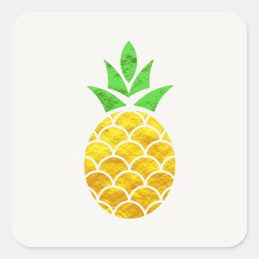 Aangepaste Folie Gold Geometric Pineappel. Vierkante Sticker (Voorkant)