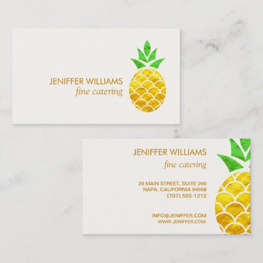 Aangepaste Folie Gold Geometric Pineappel Visitekaartje (Voorkant / Achterkant)