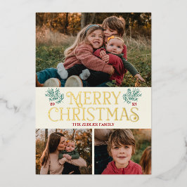 Aangepaste  Folie Merry Christmas Photo Card Feestdagenkaart