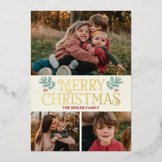 Aangepaste Folie Merry Christmas Photo Card Folie Feestdagenkaart