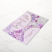 Aangepaste Folie Waterverf Bloemen Lila bruiloft Folie Uitnodiging (Gedraaid)