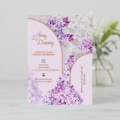 Aangepaste Folie Waterverf Bloemen Lila bruiloft Folie Uitnodiging (Staand Voorkant)