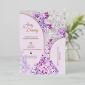 Aangepaste Folie Waterverf Bloemen Lila bruiloft Uitnodiging (Staand Voorkant)