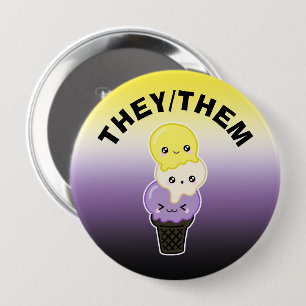 Aangepaste fons - LGBTQ+ Nonbinary Pride Ice Cream Ronde Button 4,0 Cm