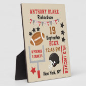 Aangepaste Football Baby Boy Birth Stats Record Fotoplaat (Zijkant)