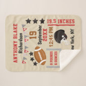 Aangepaste Football Baby Boy Birth Stats Record Sherpa Deken (Voorkant (horizontaal))