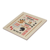 Aangepaste Football Baby Boy Birth Stats Record Tegeltje (Zijkant)