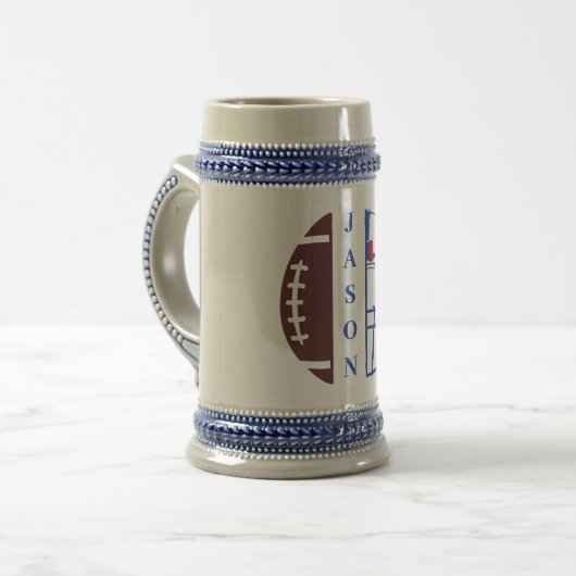 Aangepaste Football Beer Stein Bierpul (Voorkant links)