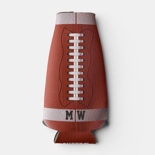 Aangepaste Football flessenkoeler voor monogram Flesjeskoeler (Voorkant)