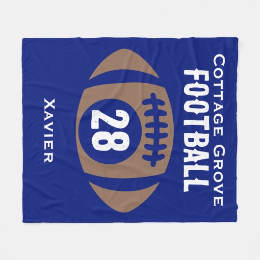 Aangepaste Football naam, nummer, school Fleece Deken (Voorkant (Horizontaal))