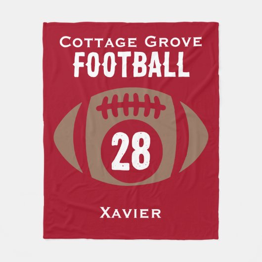 Aangepaste Football naam, nummer, school Fleece Deken (Voorkant)