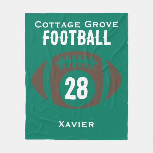 Aangepaste Football naam, nummer, school Fleece Deken (Voorkant)