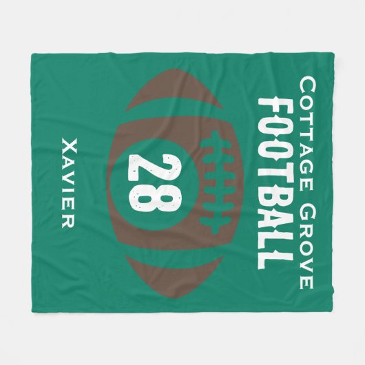 Aangepaste Football naam, nummer, school Fleece Deken (Voorkant (Horizontaal))
