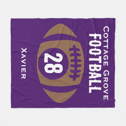 Aangepaste Football naam, nummer, school Fleece Deken (Voorkant (Horizontaal))
