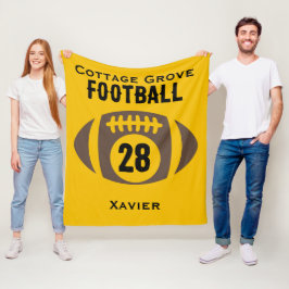 Aangepaste Football naam, nummer, school Fleece Deken