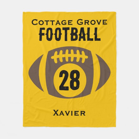 Aangepaste Football naam, nummer, school Fleece Deken (Voorkant)