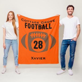 Aangepaste Football naam, nummer, school Fleece Deken