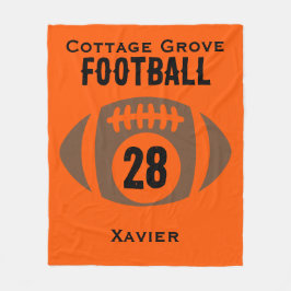 Aangepaste Football naam, nummer, school Fleece Deken