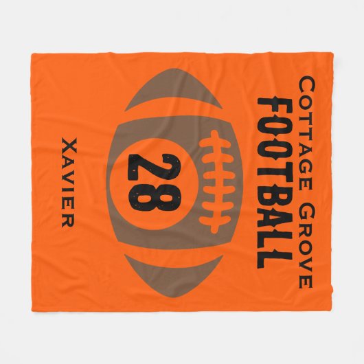 Aangepaste Football naam, nummer, school Fleece Deken (Voorkant (Horizontaal))