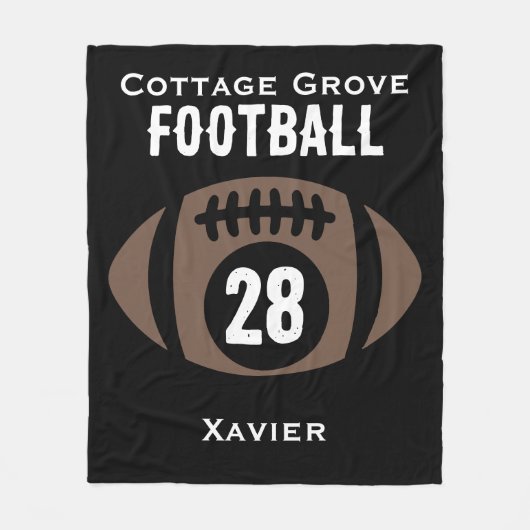 Aangepaste Football naam, nummer, school Fleece Deken (Voorkant)