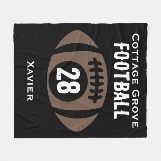 Aangepaste Football naam, nummer, school Fleece Deken (Voorkant (Horizontaal))