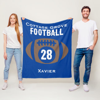 Aangepaste Football naam, nummer, school Fleece Deken