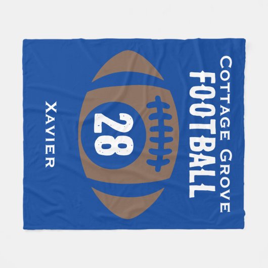 Aangepaste Football naam, nummer, school Fleece Deken (Voorkant (Horizontaal))