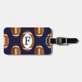 Aangepaste Football op monogram Bagagelabel