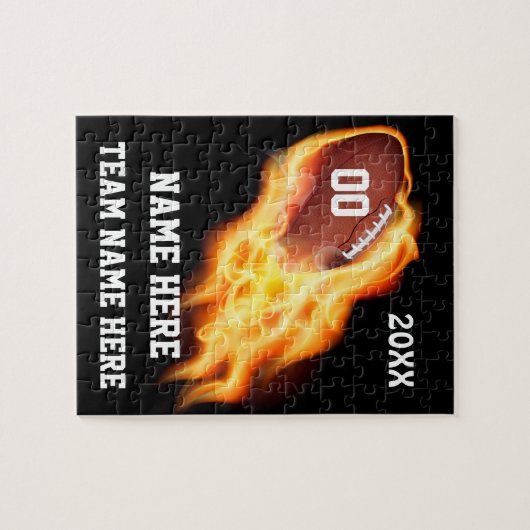 Aangepaste Football puzzels NAAM, TEAM, NUMMER (Horizontaal)