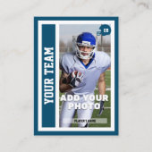 Aangepaste Football QB Trading Kaart (Ocean Blue) Contactkaartje (Voorkant)